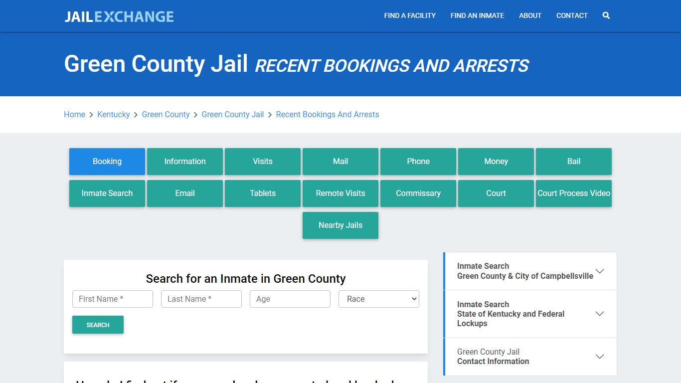 Green County Jail KY Recent Arrests and Bookings - Jail Exchange