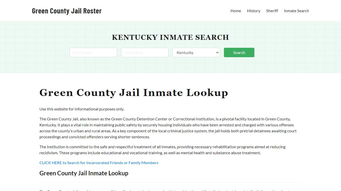 Green County Jail Roster Lookup, KY, Inmate Search