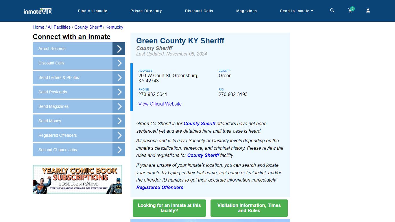 Green County KY Sheriff - Arrests Warrants - InmateAid